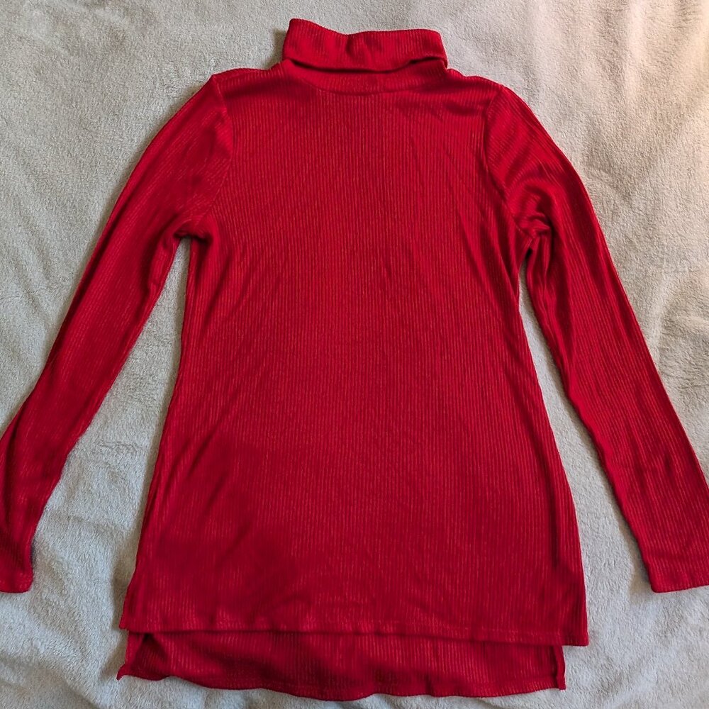 APT 9 WOMEN'S TURTLENECK RED TOP XS Extra Small Long Sleeve Soft Bright Sleeves